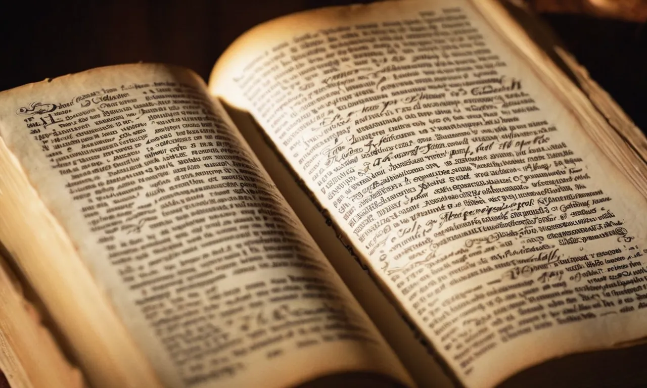 A close-up of an open Bible, bathed in warm, golden light, revealing intricate calligraphy and delicate, well-worn pages, symbolizing wisdom, faith, and a timeless source of guidance and inspiration.