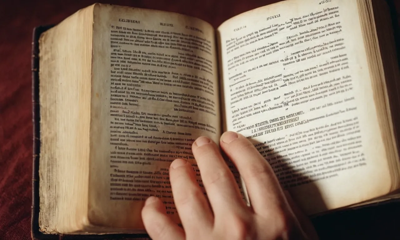 A close-up photograph of a pair of hands holding an open Bible, with a beam of light shining on a verse that reads "For God so loved the world."