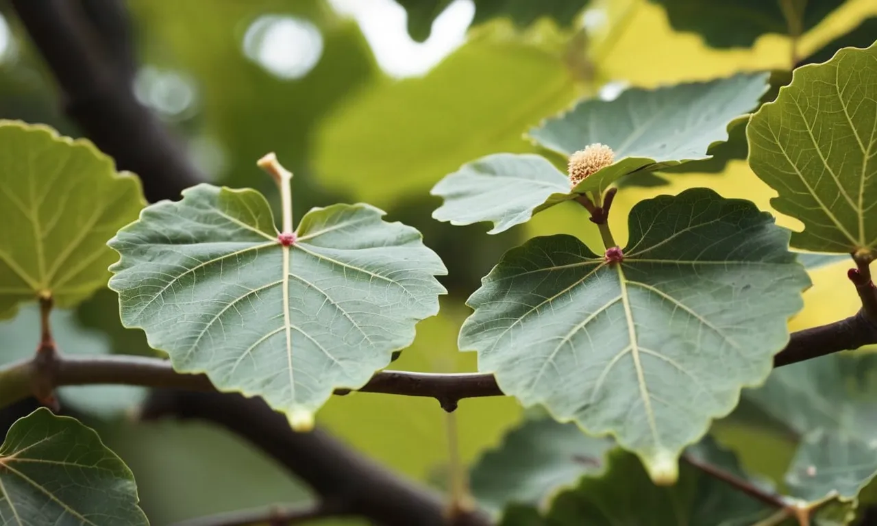 A close-up photograph capturing the intricate beauty of a fig tree's leaves, symbolically representing the lesson of patience and faithfulness taught in the Bible.
