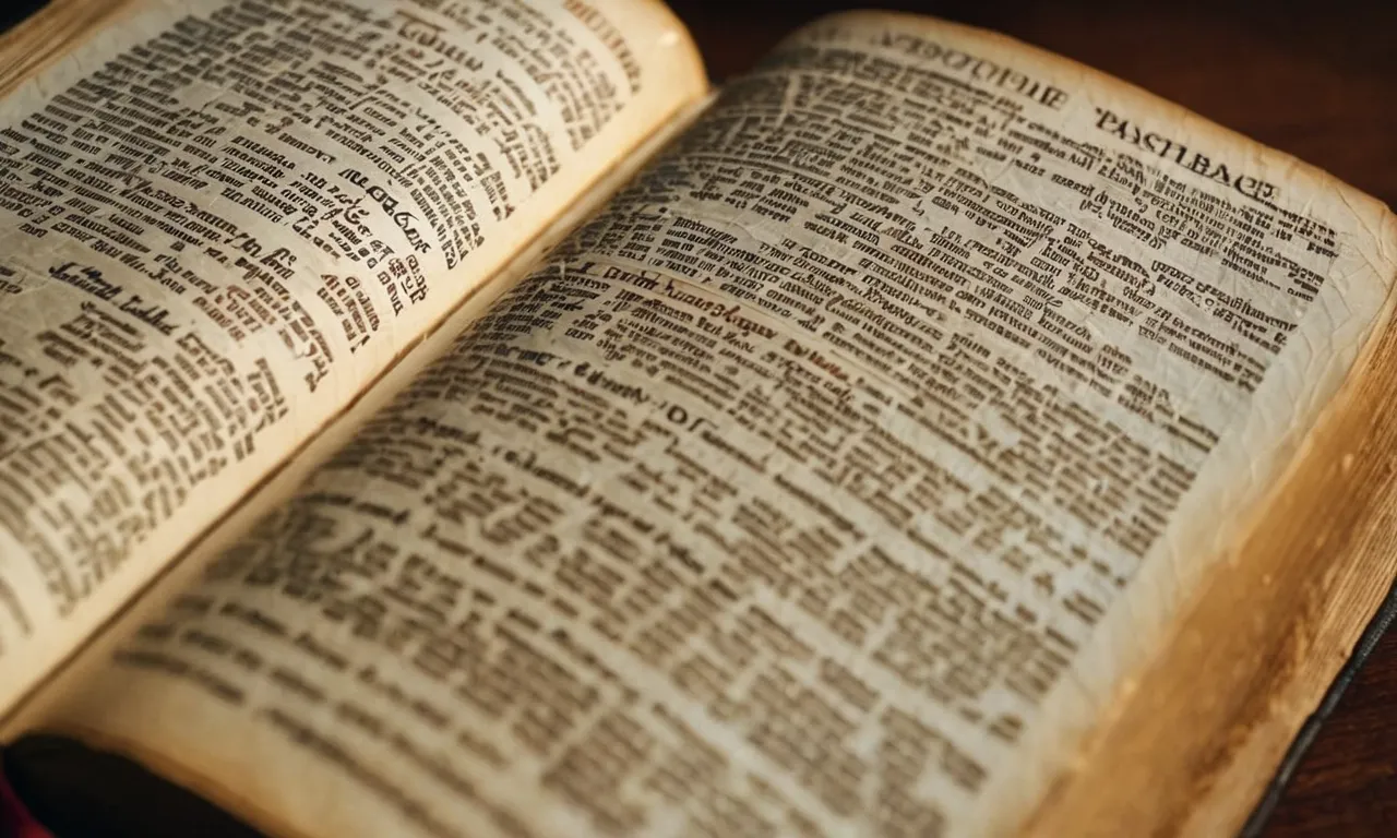 A close-up shot of a worn Bible, highlighting the pages with passages on law, symbolizing the purpose of the law in the Bible as a guiding force for moral and ethical conduct.