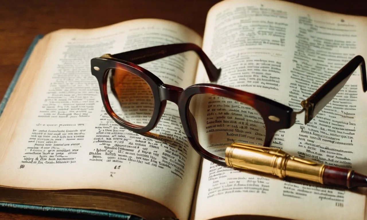 A photo of an open Bible with a highlighted verse on wisdom, placed alongside a pair of glasses and a quill pen, symbolizing the importance of understanding and discernment in interpreting the scriptures.