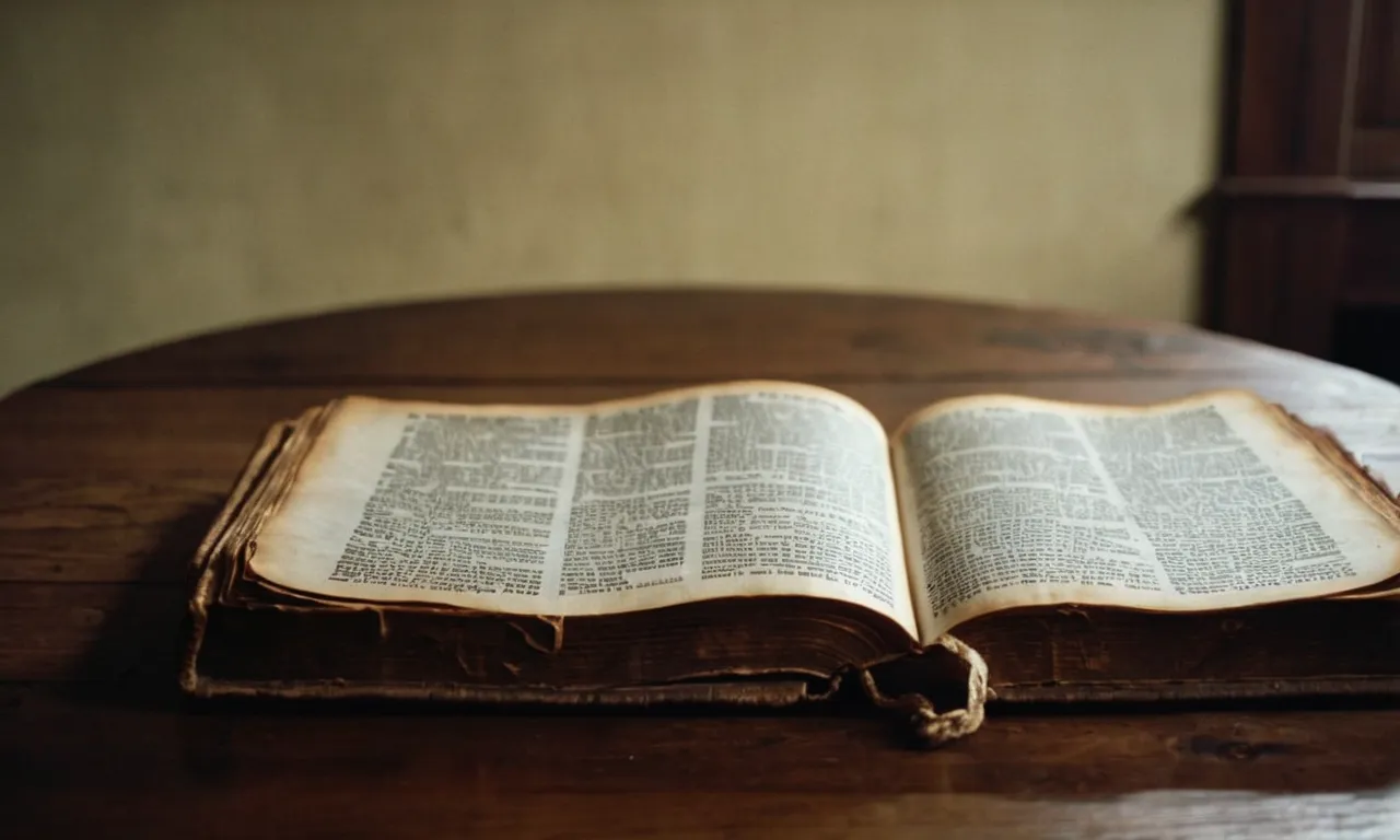 A close-up shot of a worn Bible resting on a wooden table, accompanied by a pair of folded hands, symbolizing the act of prayer before engaging in its sacred words.