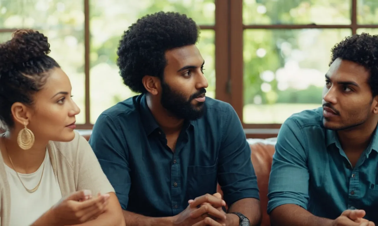 A photograph of diverse individuals engaged in a peaceful discussion, their expressions reflecting curiosity and respect, while symbolizing the power of open dialogue and understanding amidst differing beliefs.