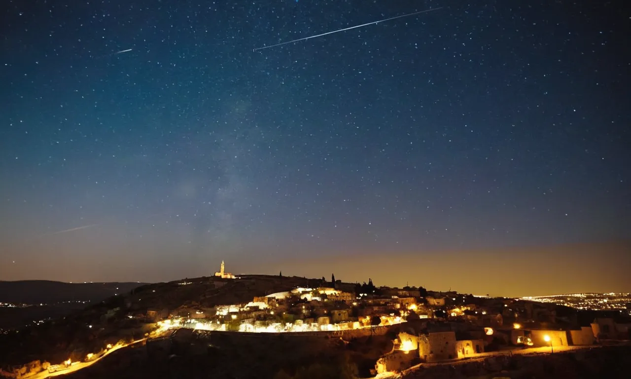 A photo capturing the serene beauty of Bethlehem's starlit sky in August, reminiscent of the night when Jesus was believed to have been born.