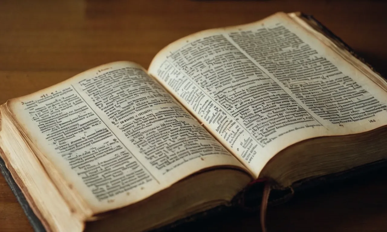 A close-up shot of an old, worn Bible with dog-eared pages, capturing the chapter on Apocrypha, symbolizing the moment when it was removed from the sacred text.