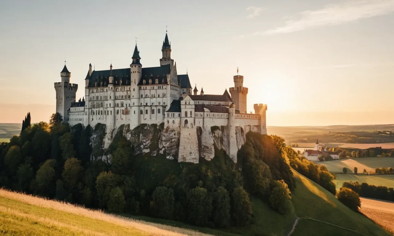 A stunning image of a medieval castle bathed in golden sunlight, capturing the essence of the Holy Roman Empire's grandeur and historical significance.
