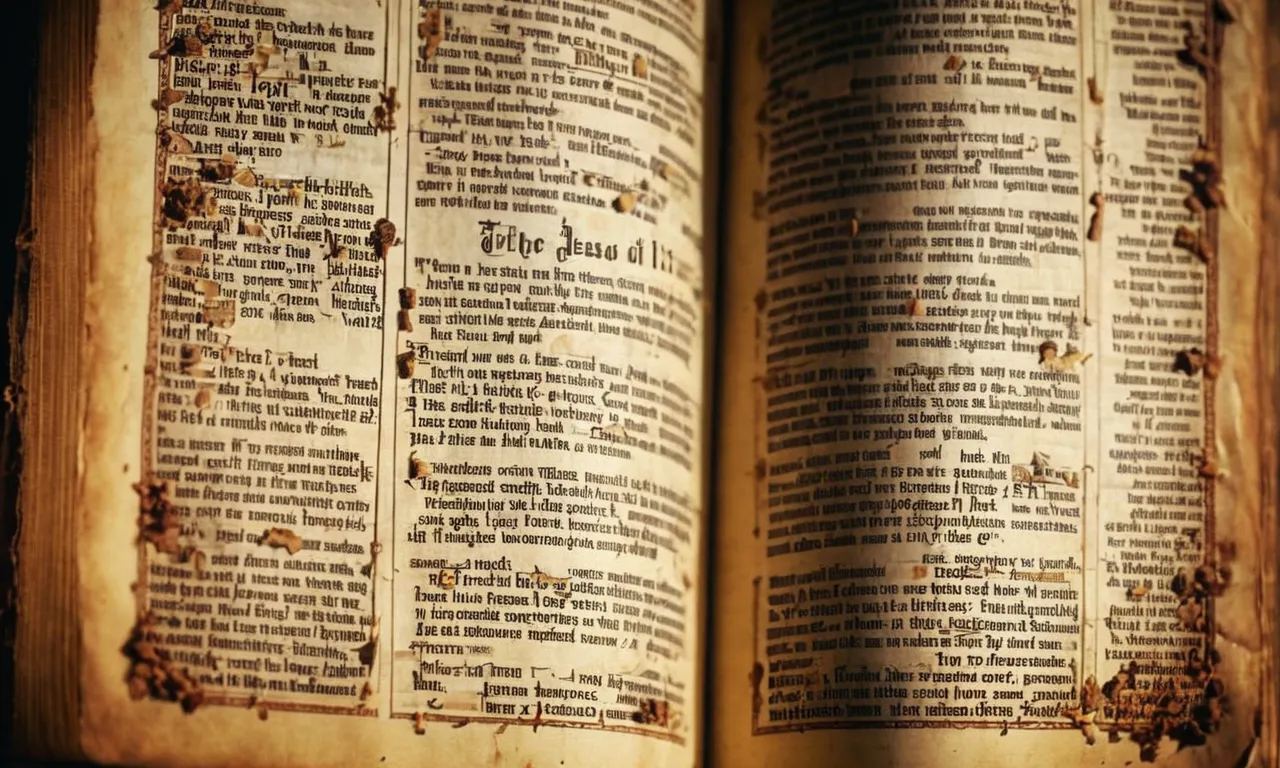A close-up shot of a worn Bible page, highlighting the verses that narrate the key events in the life of Jesus as described in the Gospels.