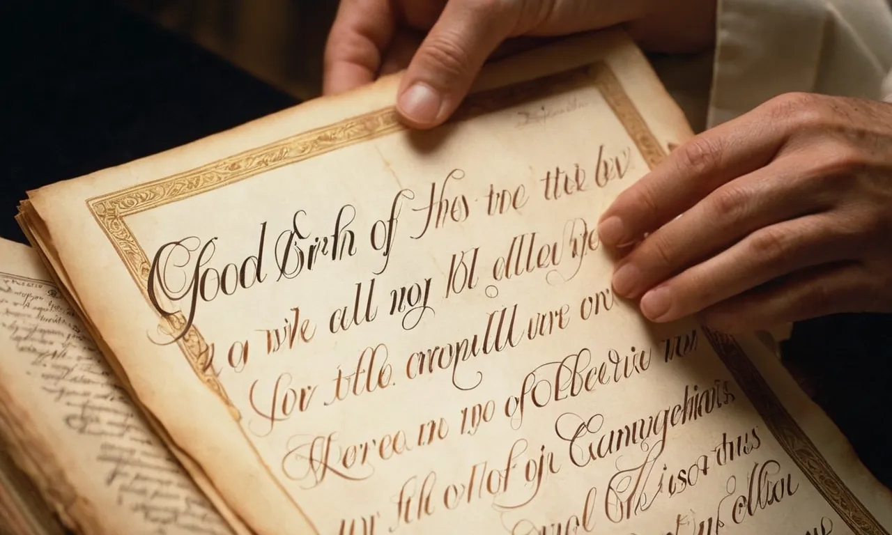 A close-up photo capturing the humble hands of an angel, delicately holding a scroll that reads "Good News: The Birth of Jesus" in elegant calligraphy.