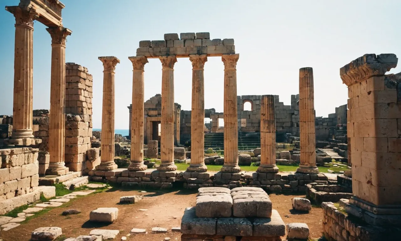 A close-up photo capturing the ancient ruins of Tyre, showcasing the remnants of its once glorious city, alluding to the prophecy of its destruction mentioned in the Bible.