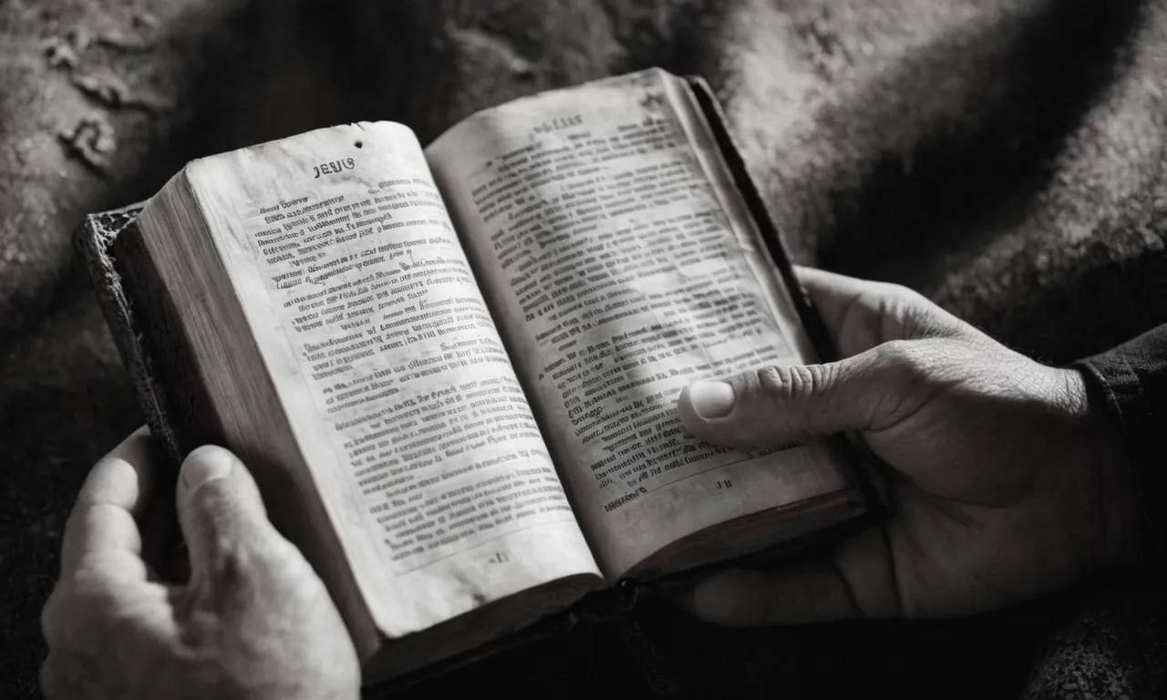 A black and white close-up photo of hands holding a worn Bible, illustrating the reverence and personal connection to Jesus Christ.