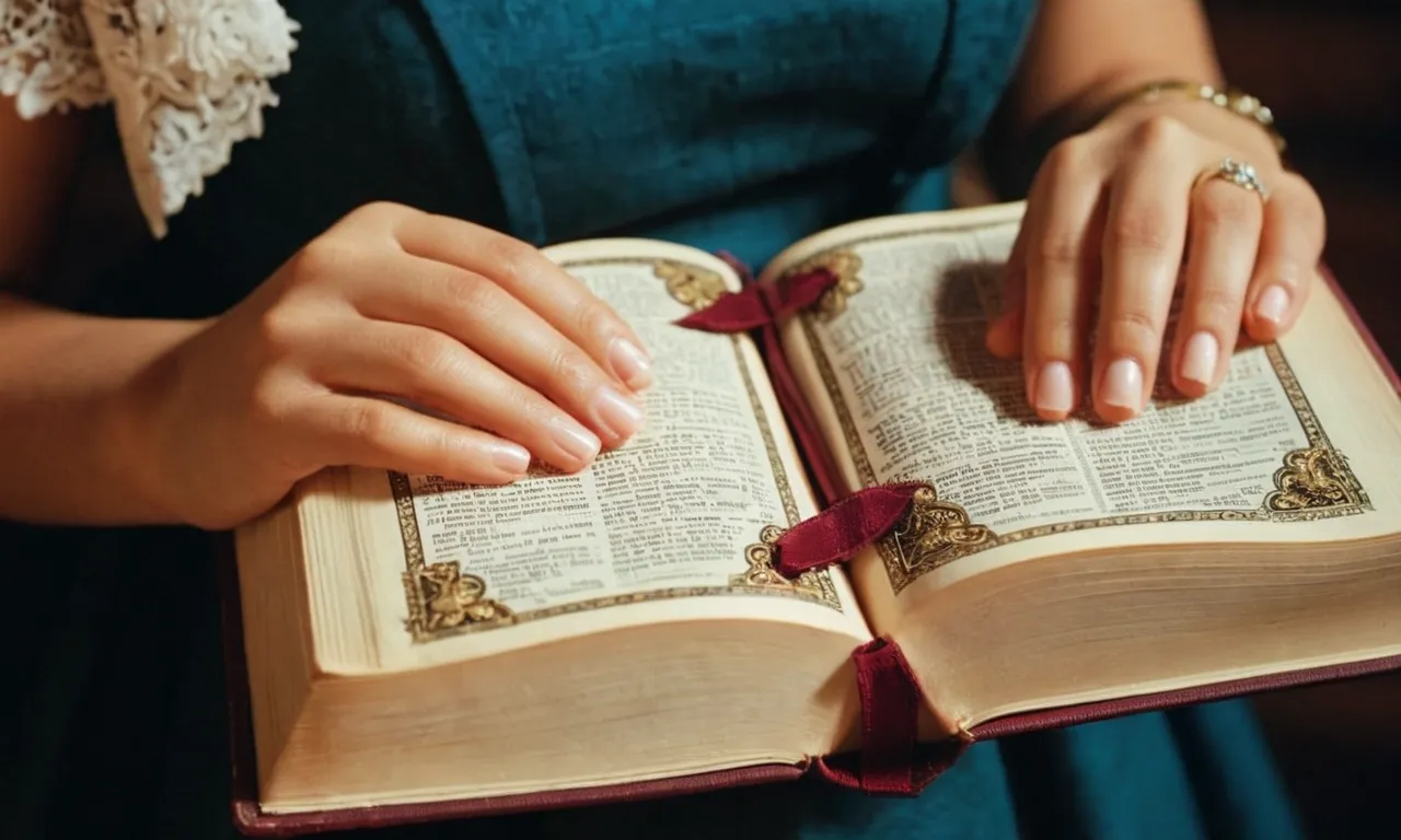 A close-up shot of a person holding a Wonder Bible, with their lips slightly parted as if about to speak, capturing the anticipation in their eyes.