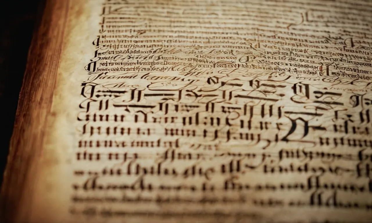 A close-up shot of an ancient manuscript, with faded ink and delicate calligraphy, showcasing the Latin translation of the Bible, capturing the essence of the translator's dedication and timeless impact.