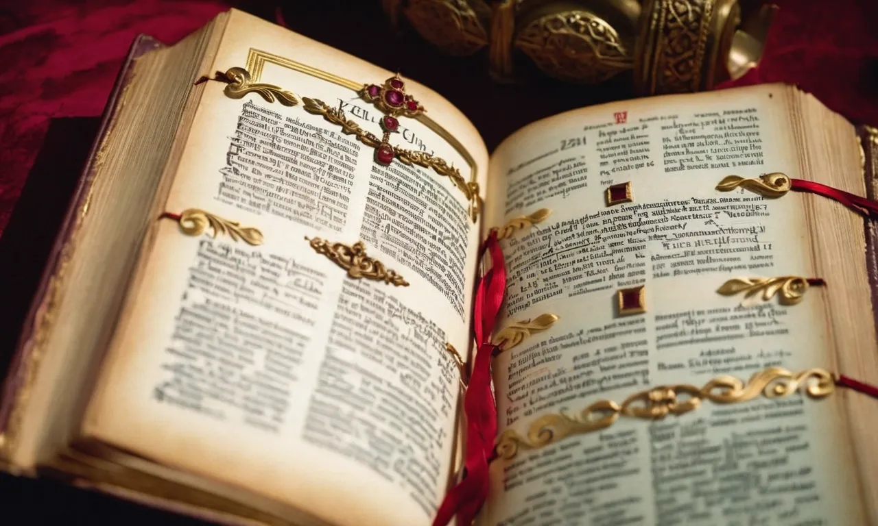 A photo of an open Bible highlighting the passage of 2 Kings 22:14, depicting Huldah, a prophetess, surrounded by scrolls and symbolizing her role as a respected advisor to King Josiah.