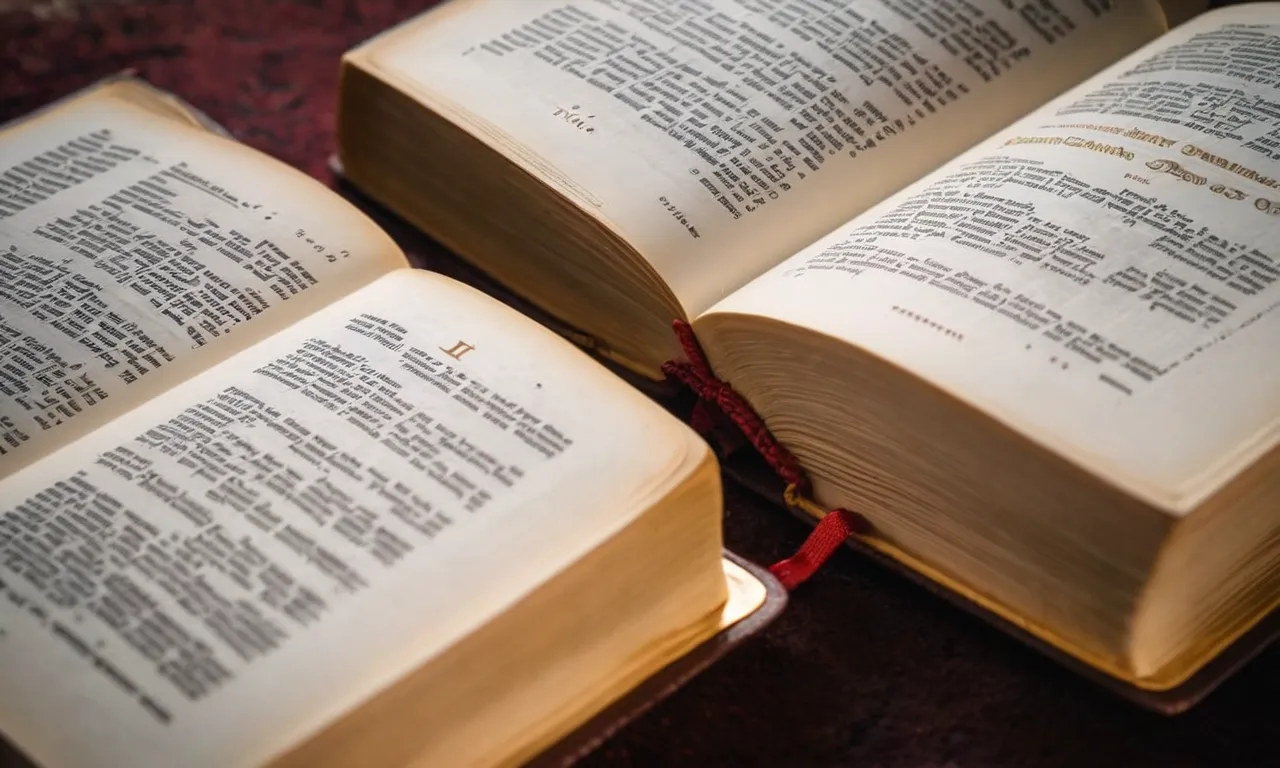 A close-up photo capturing three well-worn Bibles, their pages opened to different verses, highlighting the repetition within the scriptures.