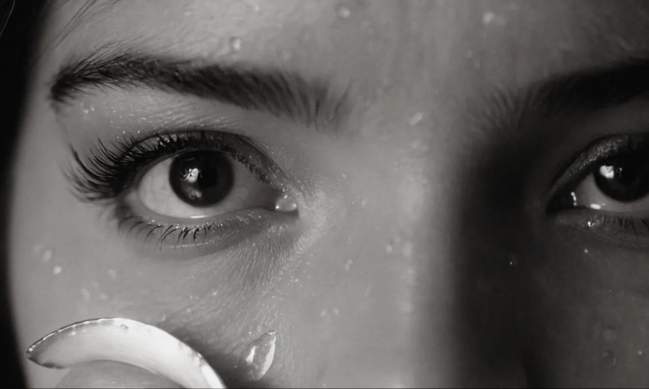 A black and white close-up shot capturing a tear-streaked face, reflecting anguish and questioning, surrounded by empty wedding rings symbolizing the pain of a broken marriage and the search for answers in the divine.