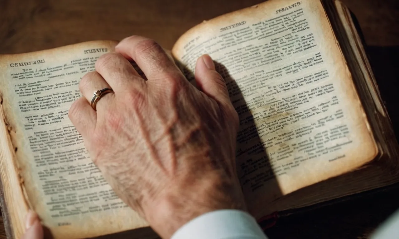 A close-up photo of a person's hands clasping a worn-out Bible, highlighting the deep creases and faded pages, symbolizing the enduring faith and personal connection that drives people to believe in the Bible.