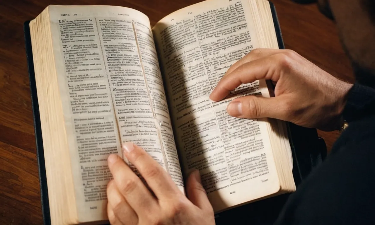 A photograph of a person reading the Bible, surrounded by pages filled with intricate, overlapping text, symbolizing the complexity and confusion often encountered when trying to interpret its teachings.