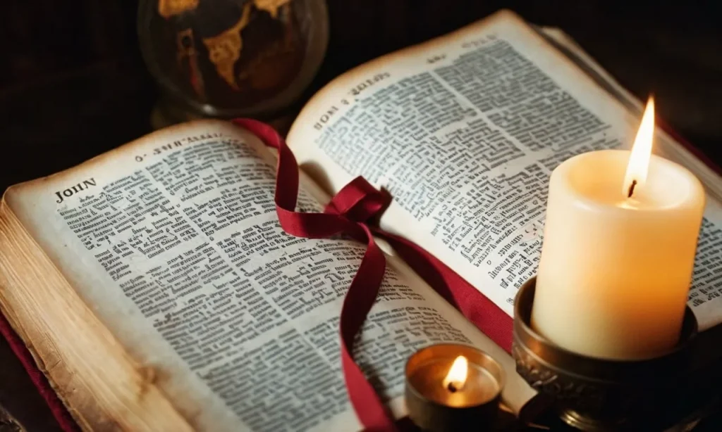 A photo capturing a worn Bible open to John 3:16, with a flickering candle nearby, symbolizing the sacrifice of Jesus and the eternal love He had for us.