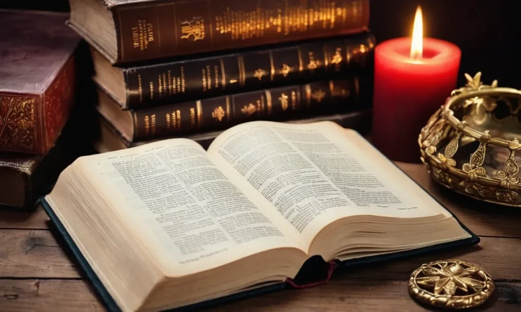 A photo showcasing an open Bible, surrounded by various fictional fantasy novels, highlights the subjective nature of religious texts and sparks contemplation on their accuracy and authenticity.