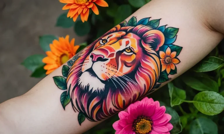 Lion With Flowers Tattoo Meaning: A Comprehensive Guide